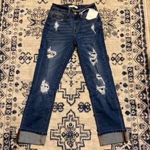 KANCAN Distressed Peek a Boo Leopard Jeans
